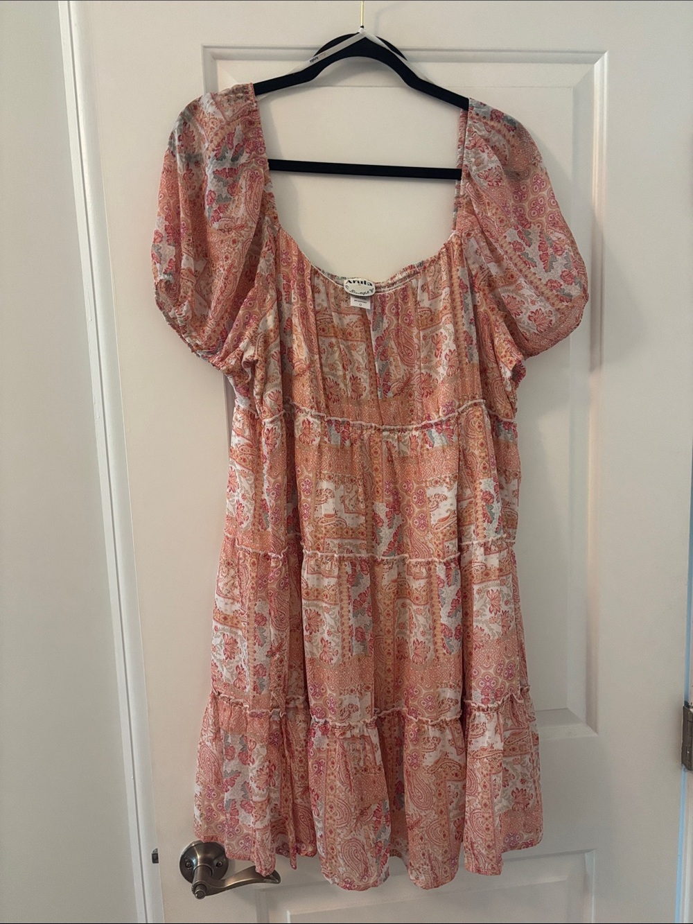 ARULA Peach Paisley Mini Dress